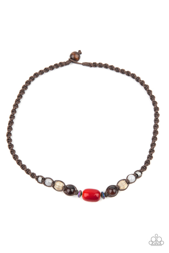 PAPARAZZI NECKLACE Put Up A BEACHFRONT - Red